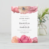 エレガントなヴィンテージローズのウェディングアフターパーティー 招待状 (スタンド正面)