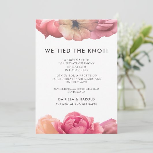 エレガントなヴィンテージローズの結婚発表 招待状 (スタンド正面)