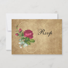 エレガントなヴィンテージローズ、マゼンタ/ブラウン 出欠カード