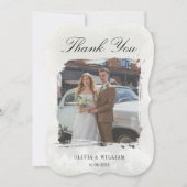 エレガントなヴィンテージ写真の結婚式 サンキューカード (正面)