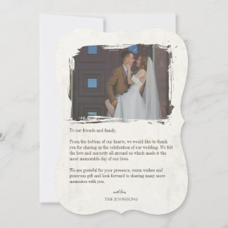 エレガントなヴィンテージ写真の結婚式  サンキューカード