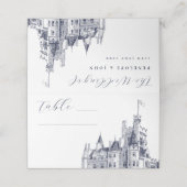 エレガントなヴィンテージ城イラスト結婚式 プレイスカード (外部開封)