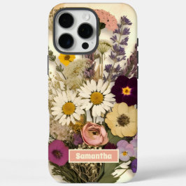 エレガントなヴィンテージ押し花ブーケ iPhone 16 PRO MAXケース