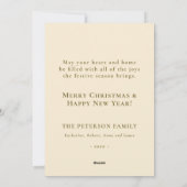 エレガントなヴィンテージ植物イラストのポインセチアの花 シーズンカード (裏面)