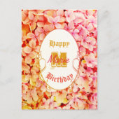エレガントなヴィンテージ植物学のピンクのタイポグラフィー誕生日 ポストカード (正面)