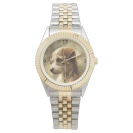 エレガントなヴィンテージ犬の写真の腕時計 腕時計