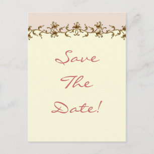 エレガントなヴィンテージ結婚式のSave The Date 案内ポストカード