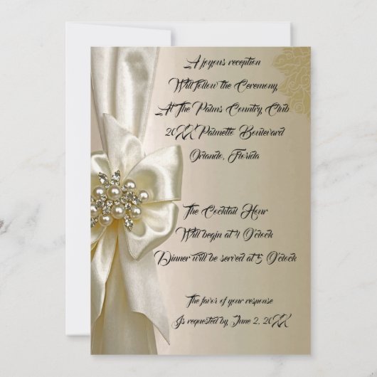 エレガントなヴィンテージ結婚式招待状 – 繊細なゴールドフレーム 招待状 (裏面)