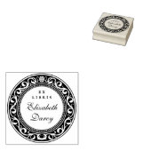 エレガントなヴィンテージ装飾丸型 Ex Libris 本 ラバースタンプ (押印)