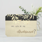 エレガントなヴィンテージ風の偽のゴールドの葉の花嫁の友人カード 招待状 (スタンド正面)