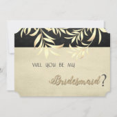 エレガントなヴィンテージ風の偽のゴールドの葉の花嫁の友人カード 招待状 (正面)