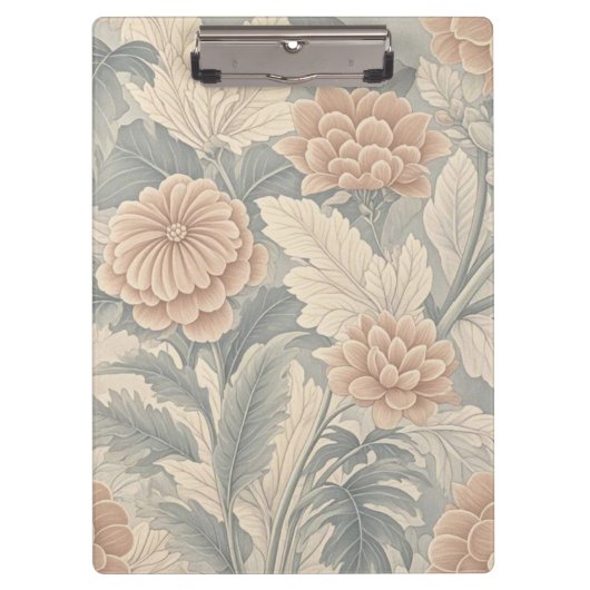エレガントなヴィンテージ風の花柄 ソフトで繊細な クリップボード (正面)