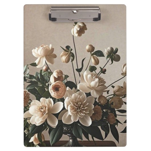 エレガントなヴィンテージ風の花柄 ソフトで繊細な クリップボード (正面)