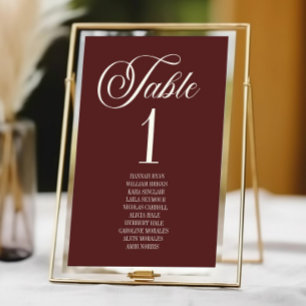 エレガントなヴィンテージ アイボリー ダークバーガンディー ウェディング テーブルナンバー