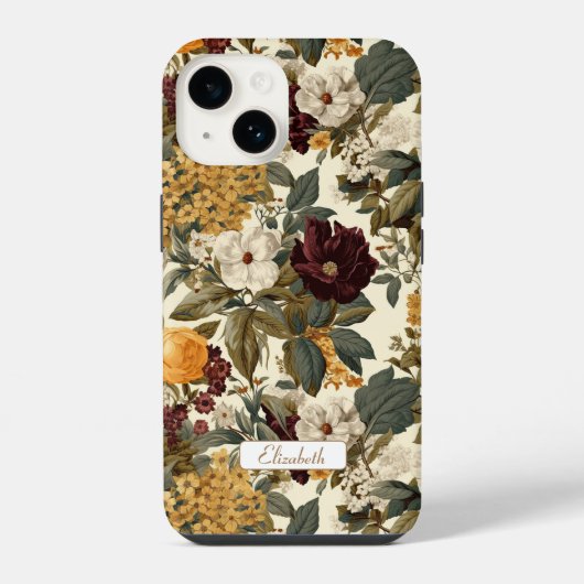 エレガントなヴィンテージ アジサイの花 iPhoneケース (裏面)