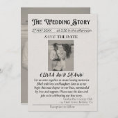 エレガントなヴィンテージ「ウェディングストーリー」Save the Date 招待状 (正面/裏面)