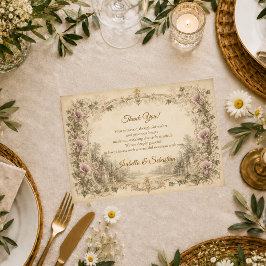 エレガントなヴィンテージ カラーの結婚式 サンキューカード