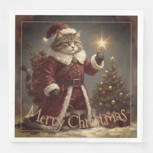 エレガントなヴィンテージ クリスマス 猫 (正面)