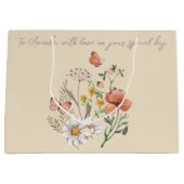 エレガントなヴィンテージ コテージコア 水彩 フラワーボヘミアン ラージペーパーバッグ (正面)