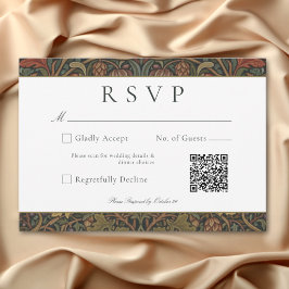 エレガントなヴィンテージ コテージ ボタニカル 秋の結婚式 QR 出欠カード