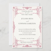 エレガントなヴィンテージ ゴールド ティーパーティー ウェディング 招待状 (正面)