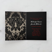 エレガントなヴィンテージ ゴールド ブラック フォーマル ダマスク ウェディング 招待状 (内部)