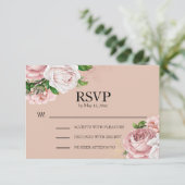 エレガントなヴィンテージ・サーモンピンクの花嫁RSVP 出欠カード (スタンド正面)
