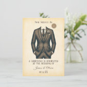 エレガントなヴィンテージ スーツのグルームズマン プロポーズ リクエスト 招待状 (スタンド正面)