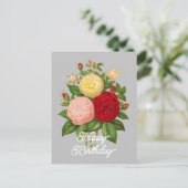 エレガントなヴィンテージ セリーヌ フォレティエ ローズ 誕生日 ポストカード (スタンド正面)