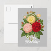 エレガントなヴィンテージ セリーヌ フォレティエ ローズ 誕生日 ポストカード (正面/裏面)