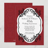 エレガントなヴィンテージ ダマスク ウェディング アニバーサリー パーティー 招待状 (正面/裏面)