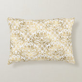エレガントなヴィンテージ ダマスク ゴールド ホワイト サッカークッション アクセントクッション (正面)