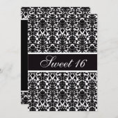 エレガントなヴィンテージ ダマスク スウィート16パーティー 招待状 (正面/裏面)
