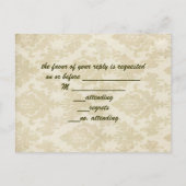 エレガントなヴィンテージ ダマスク ペコック 結婚式 RSVP インビテーションポストカード (裏面)