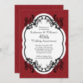 エレガントなヴィンテージ ダマスク 結婚記念日パーティー 招待状 (正面/裏面)