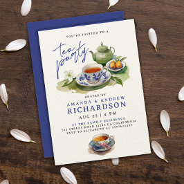 エレガントなヴィンテージ ティータイム カップ ガーデンパーティー 招待状