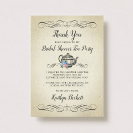 エレガントなヴィンテージ ティーパーティー | ブライダルシャワー サンキューカード