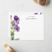エレガントなヴィンテージ テキサス ブルーベル 花柄 ネーム入り ノートカード (正面/裏面インサイチュ)