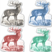 エレガントなヴィンテージ トワール 鹿 4枚セット シール (正面)