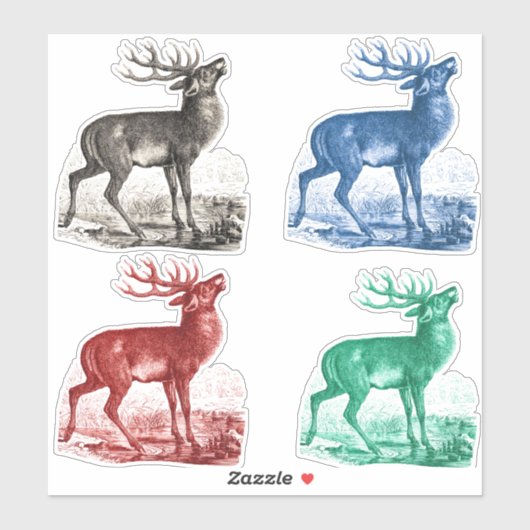 エレガントなヴィンテージ トワール 鹿 4枚セット シール (シート)