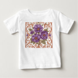 エレガントなヴィンテージ・ヌヴォー・フラワーモチーフ ベビーTシャツ
