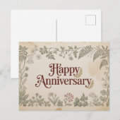 エレガントなヴィンテージ「ハッピーアニバーサリー」デザイン ポストカード (正面/裏面)