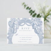 エレガントなヴィンテージ バロック様式のトワール フレーム ウェディング RSVP 招待状 (スタンド正面)