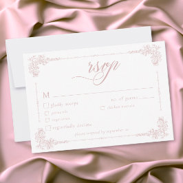エレガントなヴィンテージ バロック ダスティピンクの結婚式 出欠カード