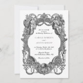 エレガントなヴィンテージ バロック フラワー トワール フレーム ウェディング 招待状 (正面)