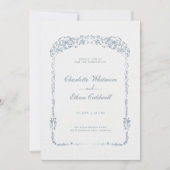 エレガントなヴィンテージ バロック フラワー フレーム ウェディング 招待状 (正面)