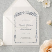 エレガントなヴィンテージ バロック フラワー フレーム ウェディング 招待状