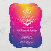 エレガントなヴィンテージ パープル フローラル アニバーサリー パーティー 招待状 (正面/裏面)