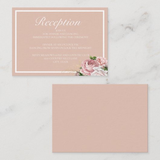 エレガントなヴィンテージ ピンクのバラの披露宴 エンクロージャーカード (正面/裏面)
