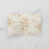 エレガントなヴィンテージ ピンクのバラ 花のウェディング サンクス サンキューカード (内部)